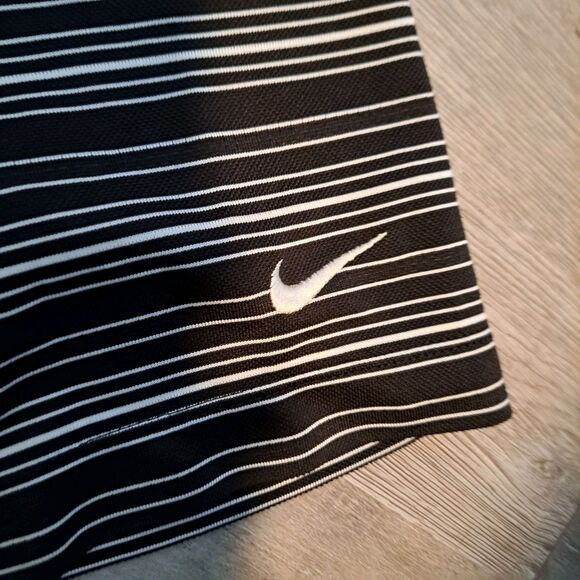 Nike Dri Fit XL Black White Striped Men's Golf Polo Shirt Athletic - Picture 5 of 10